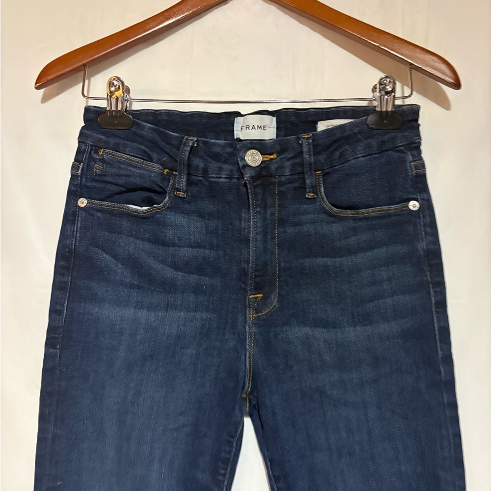 Frame Denim Women's Straight Leg Jeans - Dark Blue - Picture 3 of 10